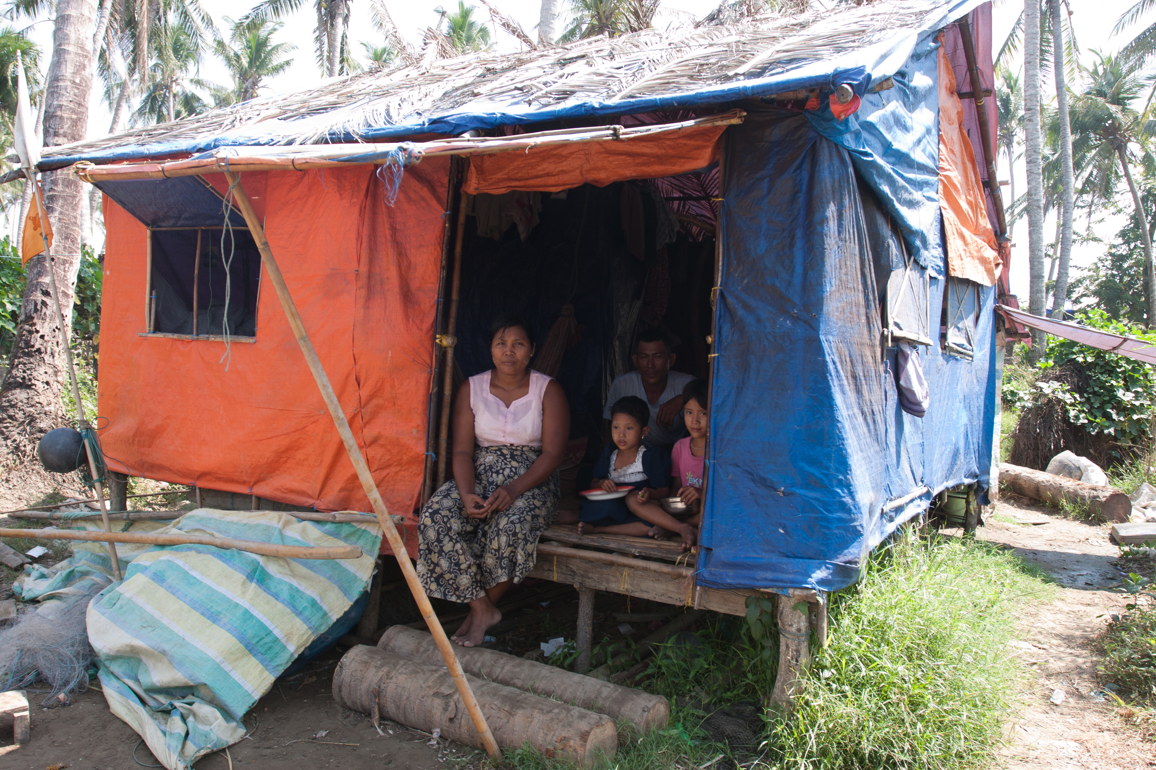 Family in Shelter after Cyclone