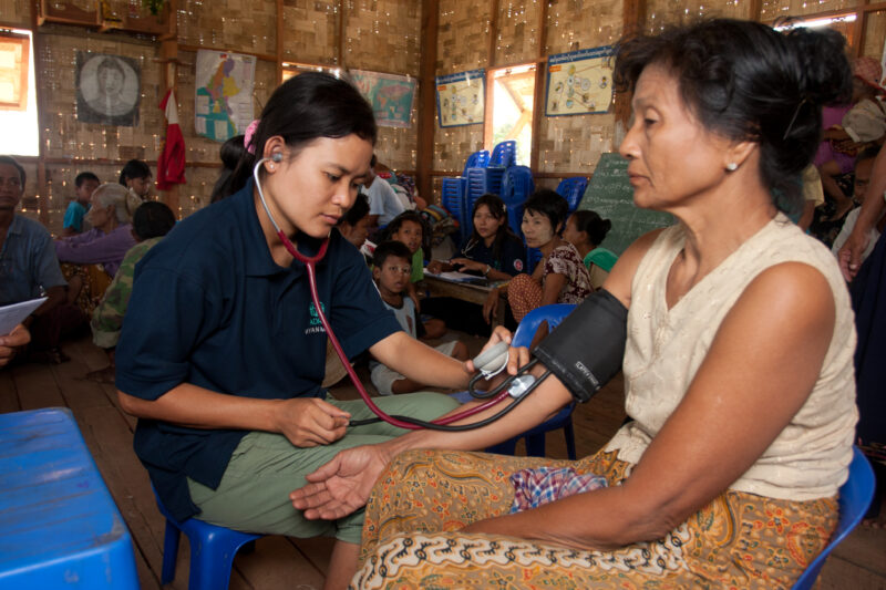Medical Checkup after Cyclone — Survivors of Cyclone Nargis, living in the Irrawaddy Delta region of Burma, get ongoing medical treatment and exams, from an ...
