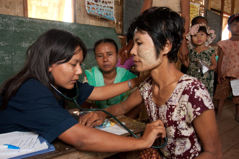 Medical Checkup after Cyclone — Survivors of Cyclone Nargis, living in the Irrawaddy Delta region of Burma, get ongoing medical treatment and exams, from an ...