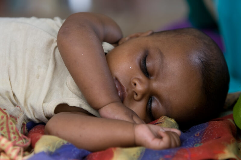 Displaced by Flooding in Nepal — People displaced by monsoon flooding that has wiped out crops and animals along the border of Nepal and India — Nepal, babie...