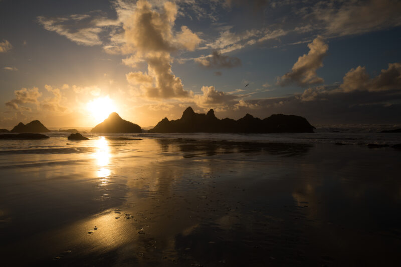 Ocean Sunset — Beautiful Sunset scene on the Oregon coast in the United States. — Beach, Coast, Ocean, Oregon, Sea