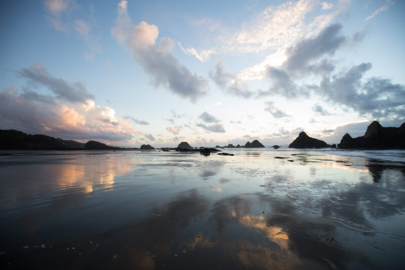 Ocean Reflections — Beautiful reflections on an oregon beach in the evening light. — Beach, Coast, Ocean, Oregon, Sea