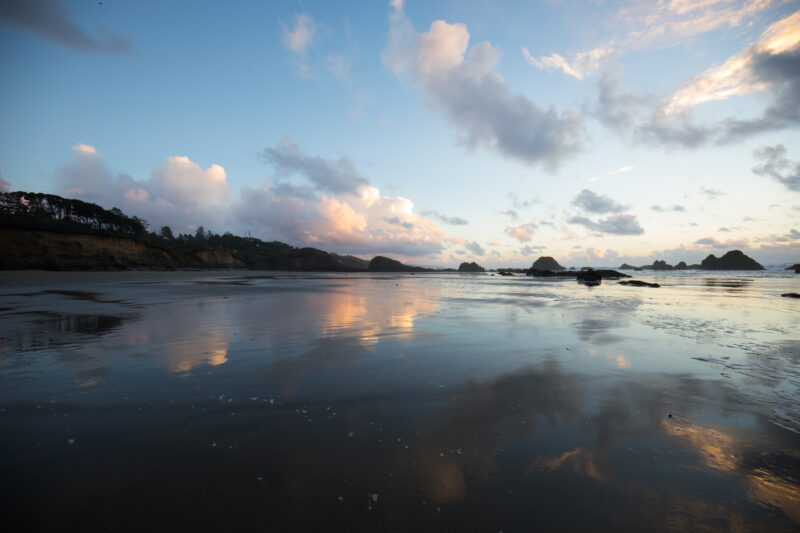 Ocean Reflections — Beautiful reflections on an oregon beach in the evening light. — Beach, Coast, Ocean, Oregon, Sea