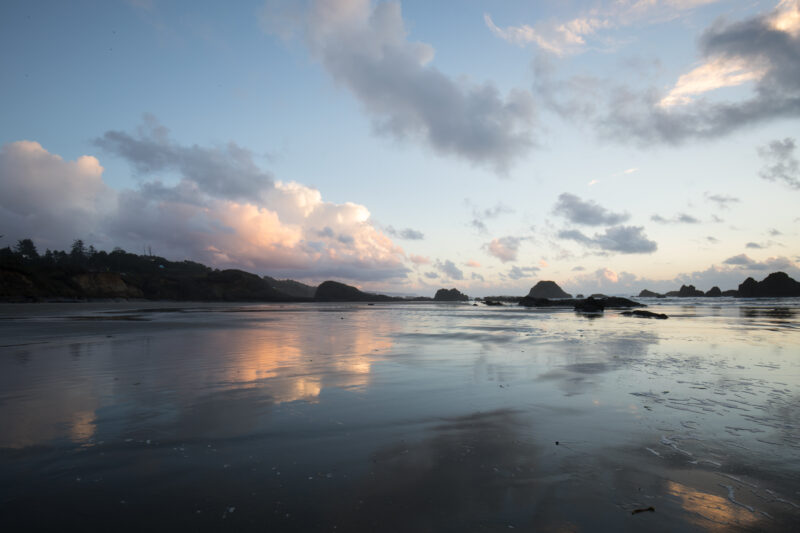 Ocean Reflections — Beautiful reflections on an oregon beach in the evening light. — Beach, Coast, Ocean, Oregon, Sea