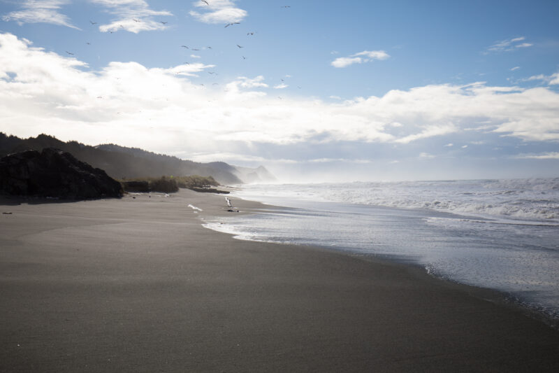 Oregon Coast at Sunset — Beautiful Sunset Scene on the Oregon Cost in the United States. — Beach, Coast, Ocean, Oregon, Sea