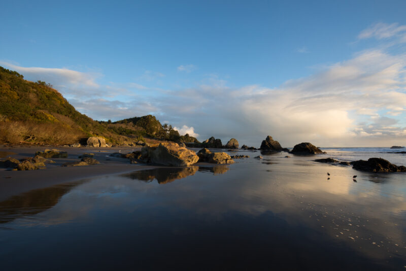 Oregon Coast at Sunset — Beautiful Sunset Scene on the Oregon Cost in the United States. — Beach, Coast, Ocean, Oregon, Sea