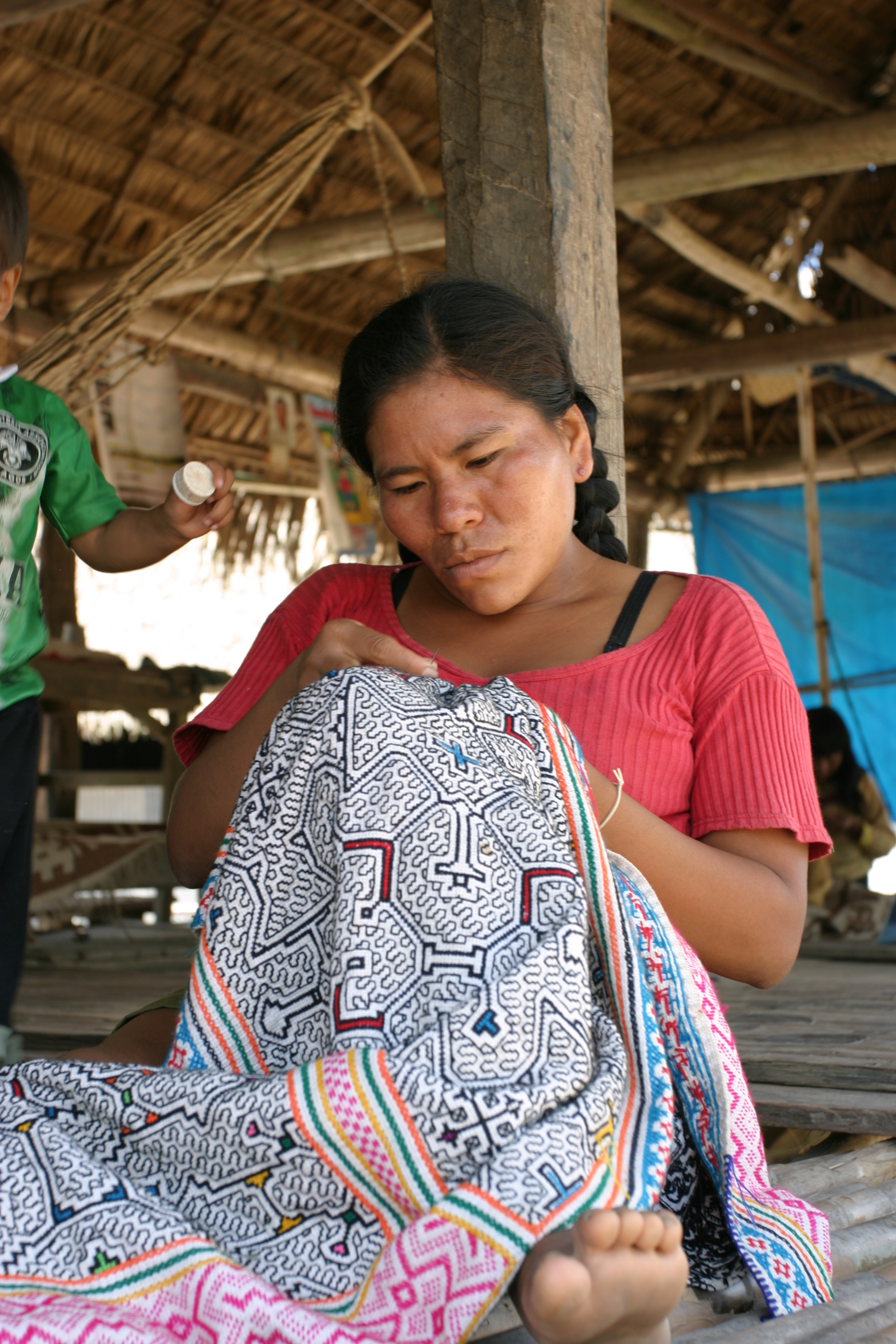 Ethnic Woman makes a Balnket