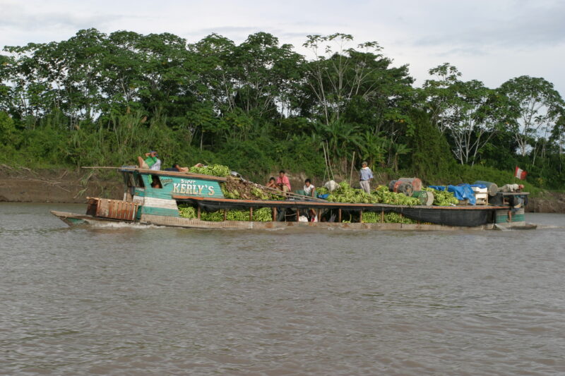 Banana Boat — Transporting Bananas to market — ADRA, Peru, Poverty, Shipibo Indians, Ucayali River