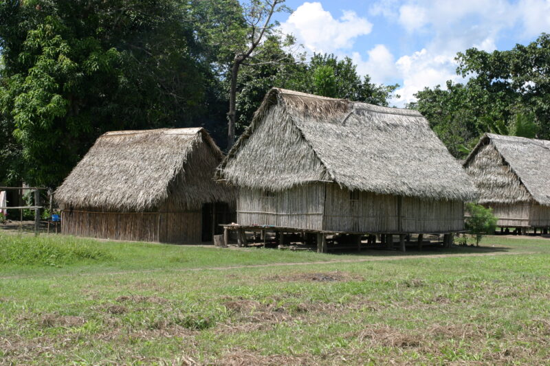 Village Housing — Simple house made of Bamboo and leaves provide shelter from the sun and rain in a village along the Ucayali River — ADRA, Peru, Poverty, Sh...