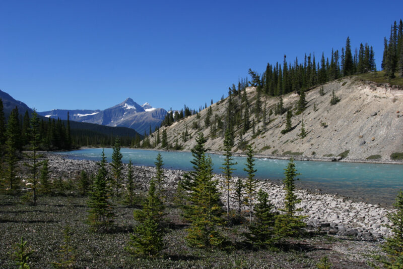 River Scene — Canada, Alberta, Banff National Park, Scenic, Mountians
