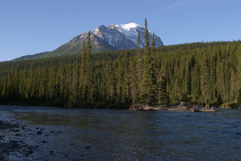 River Scene — Canada, Alberta, Banff National Park, Scenic, Mountians