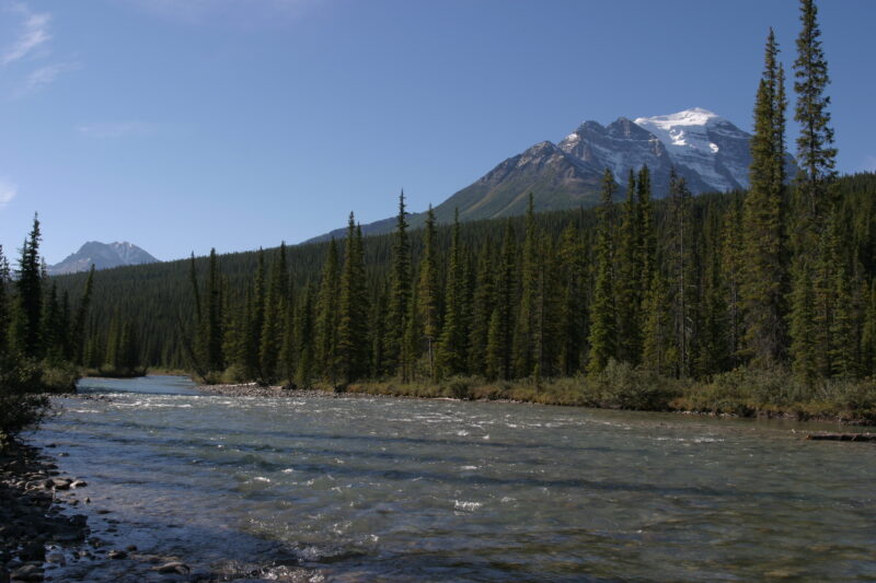 River Scene — Canada, Alberta, Banff National Park, Scenic, Mountians