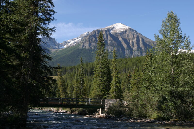 River Scene — Canada, Alberta, Banff National Park, Scenic, Mountians