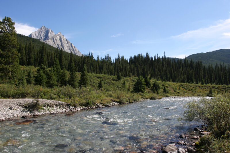 River Scene — Canada, Alberta, Banff National Park, Scenic, Mountians