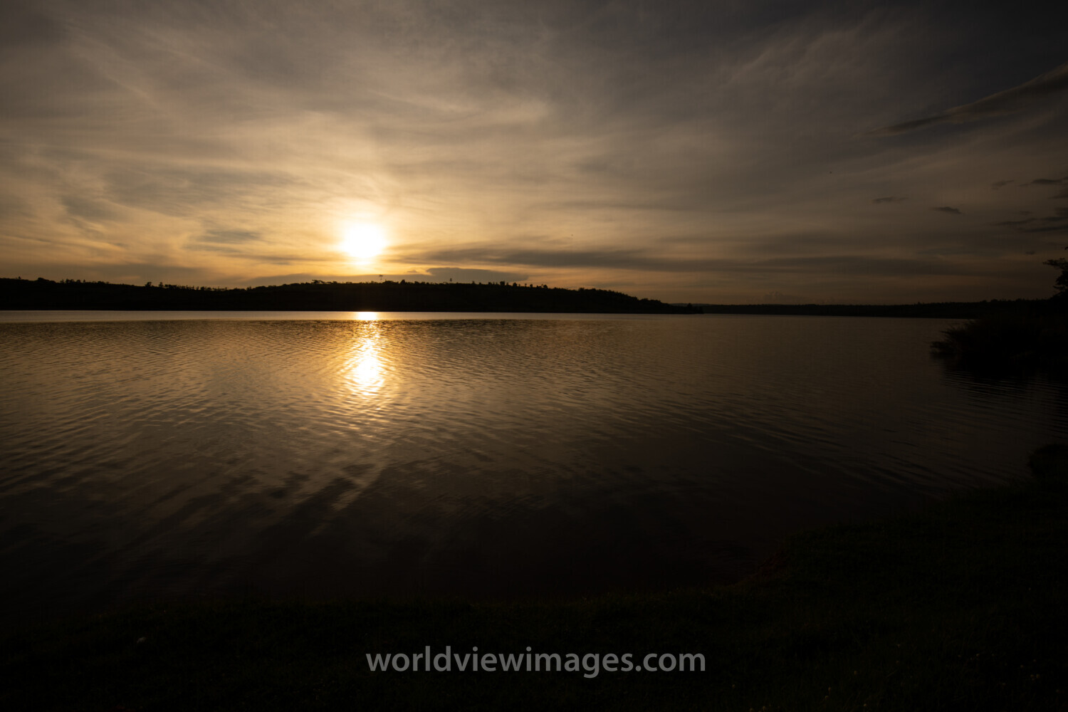Sunset on a lake in Rwanda