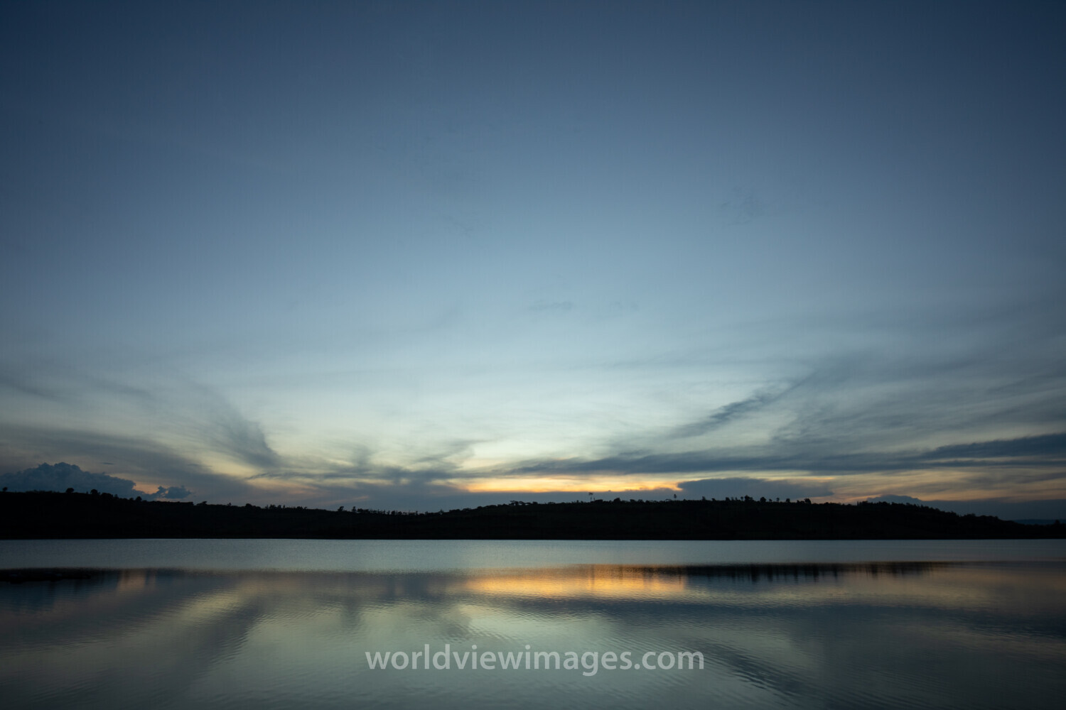 Sunset on a lake in Rwanda