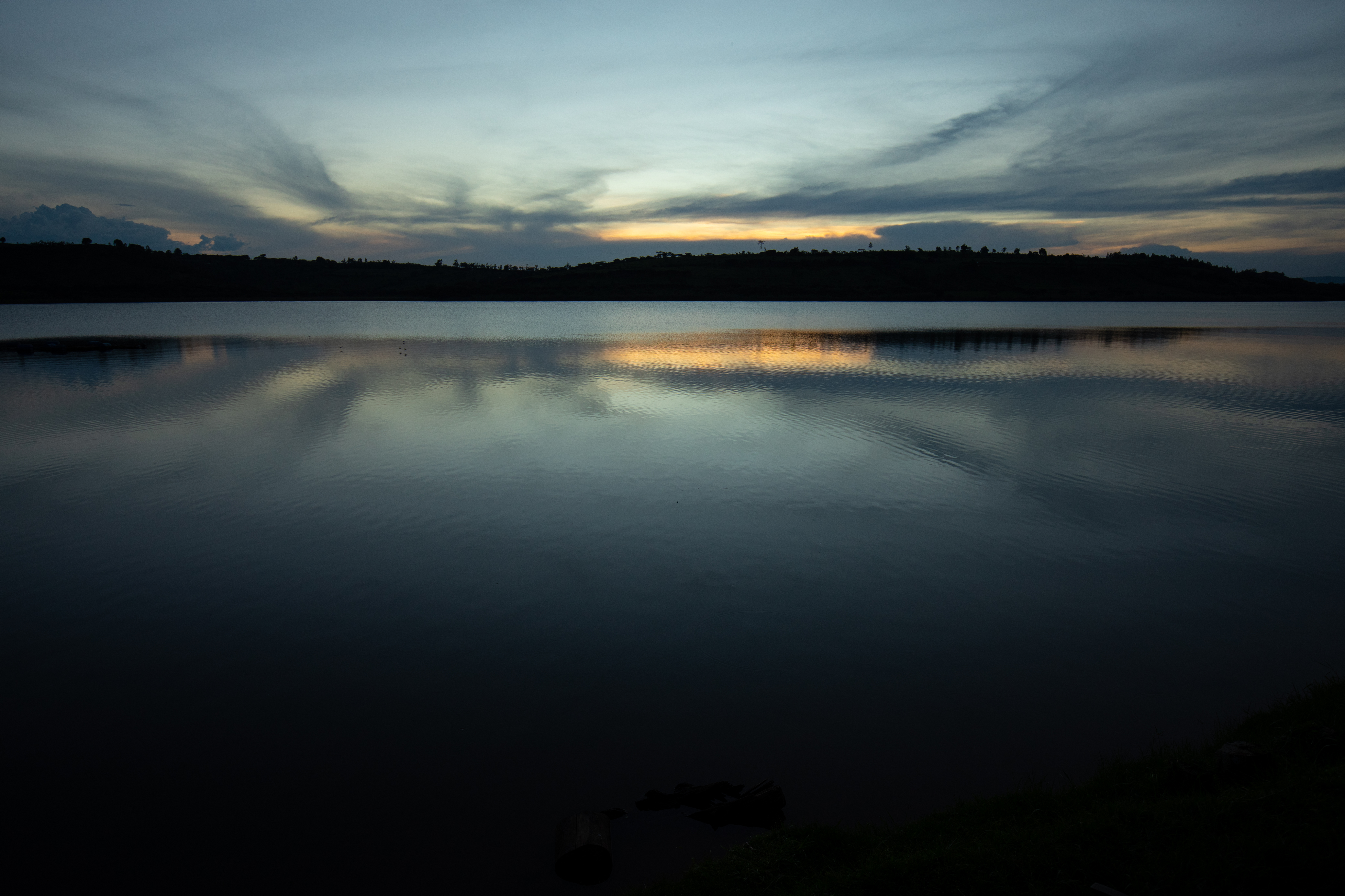 Sunset on a lake in Rwanda