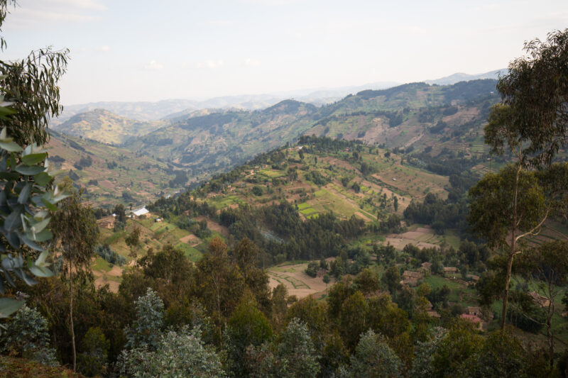 Scenic Hillside in Rwanda — Hillside farms and villages in Northeren Rwanda — Rwanda, Africa, Scenic, hillside, farms