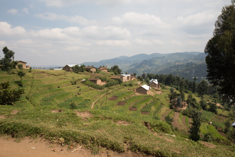Scenic Farms in Rwanda — Wide shot of hilside farms in Northern Rwanda — Rwanda, Africa, farms, agriculture, hills