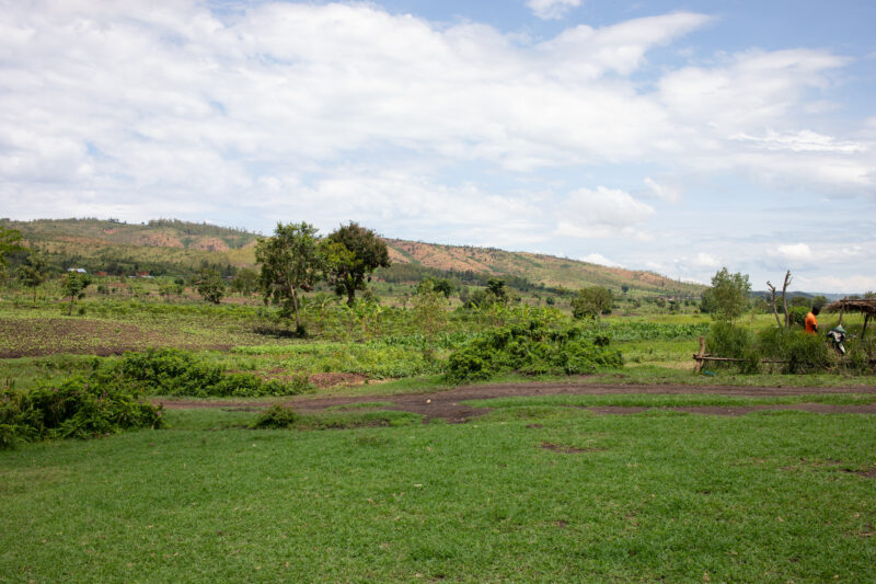 Scenic Farms in Rwanda — Wide shot of hilside farms in Northern Rwanda — Rwanda, Africa, farms, agriculture, hills
