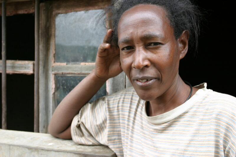 Woman in Rwanda — People returning to Rwanda after the genocide was overreclaim land in a unpopulated swampy area, with technology and financial support from...