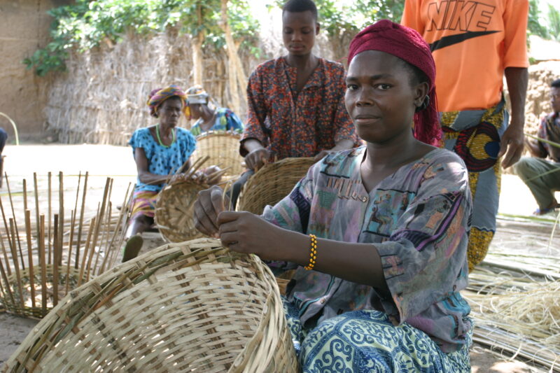 Making Baskets in Togo — Women's group makes baskets for income in Togo, Africa — Togo, Africa, West Africa, faces, women