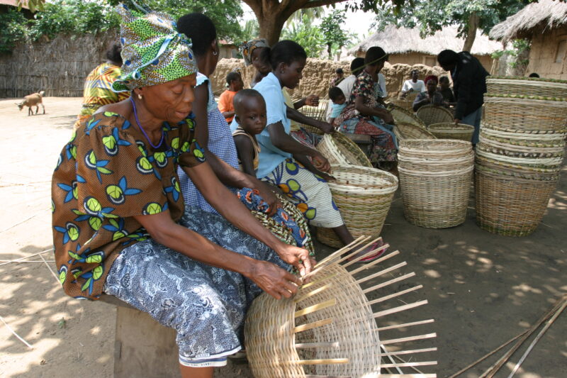 Making Baskets in Togo — Women's group makes baskets for income in Togo, Africa — Togo, Africa, West Africa, faces, women