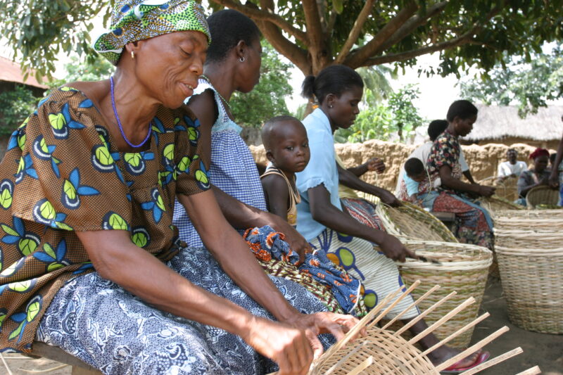 Making Baskets in Togo — Women's group makes baskets for income in Togo, Africa — Togo, Africa, West Africa, faces, women