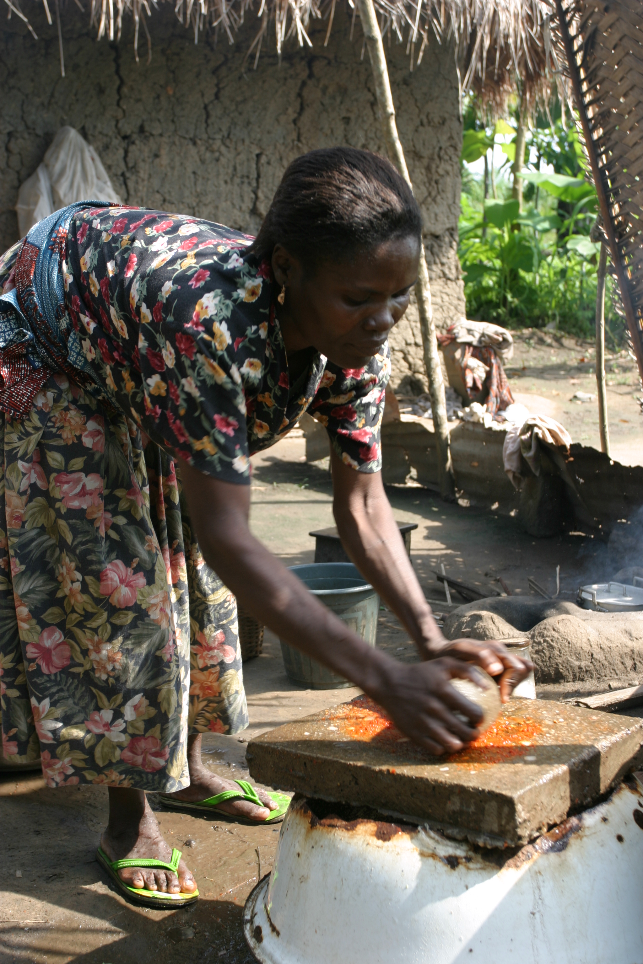 Cooking Food on open fire in Togo