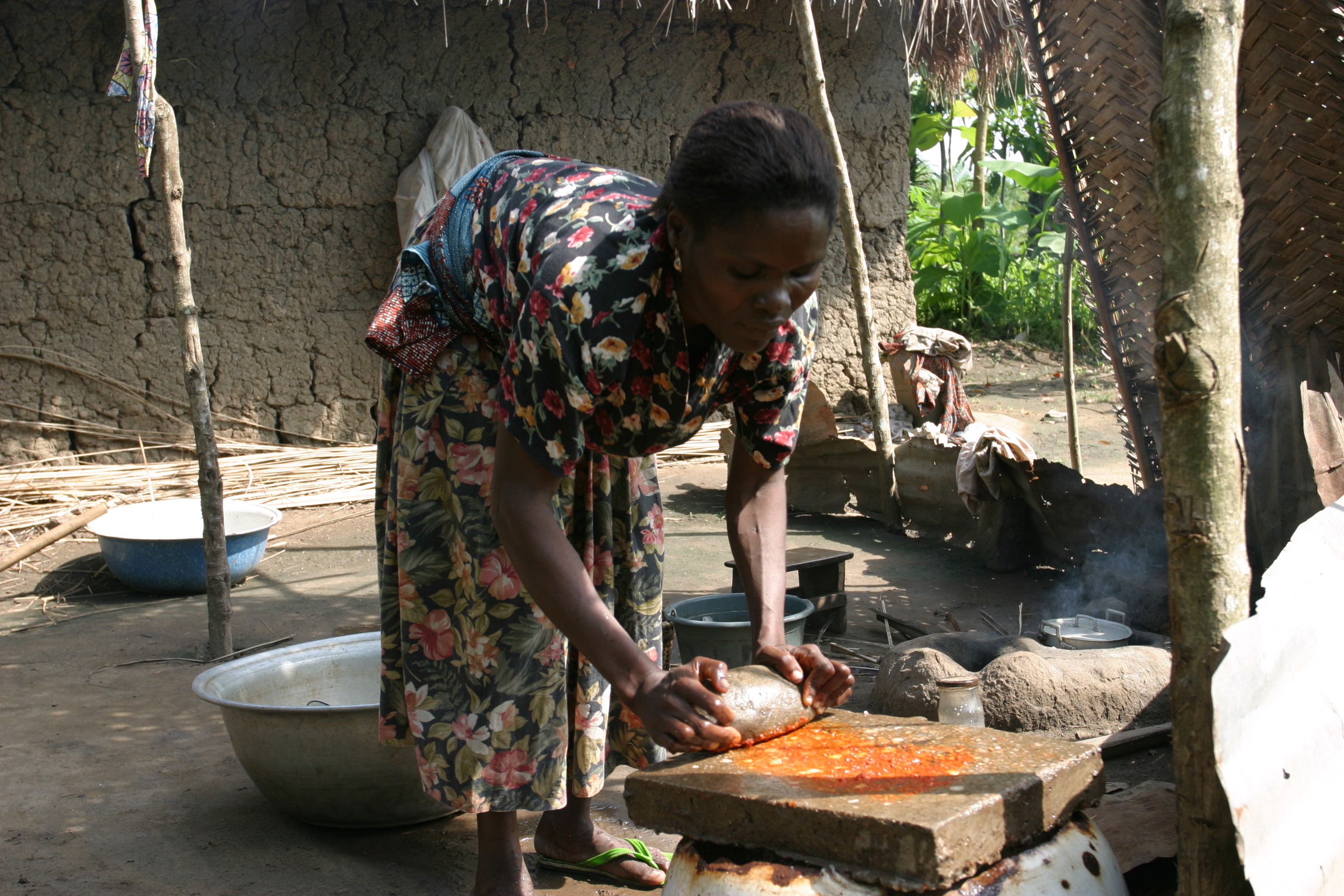 Cooking Food on open fire in Togo