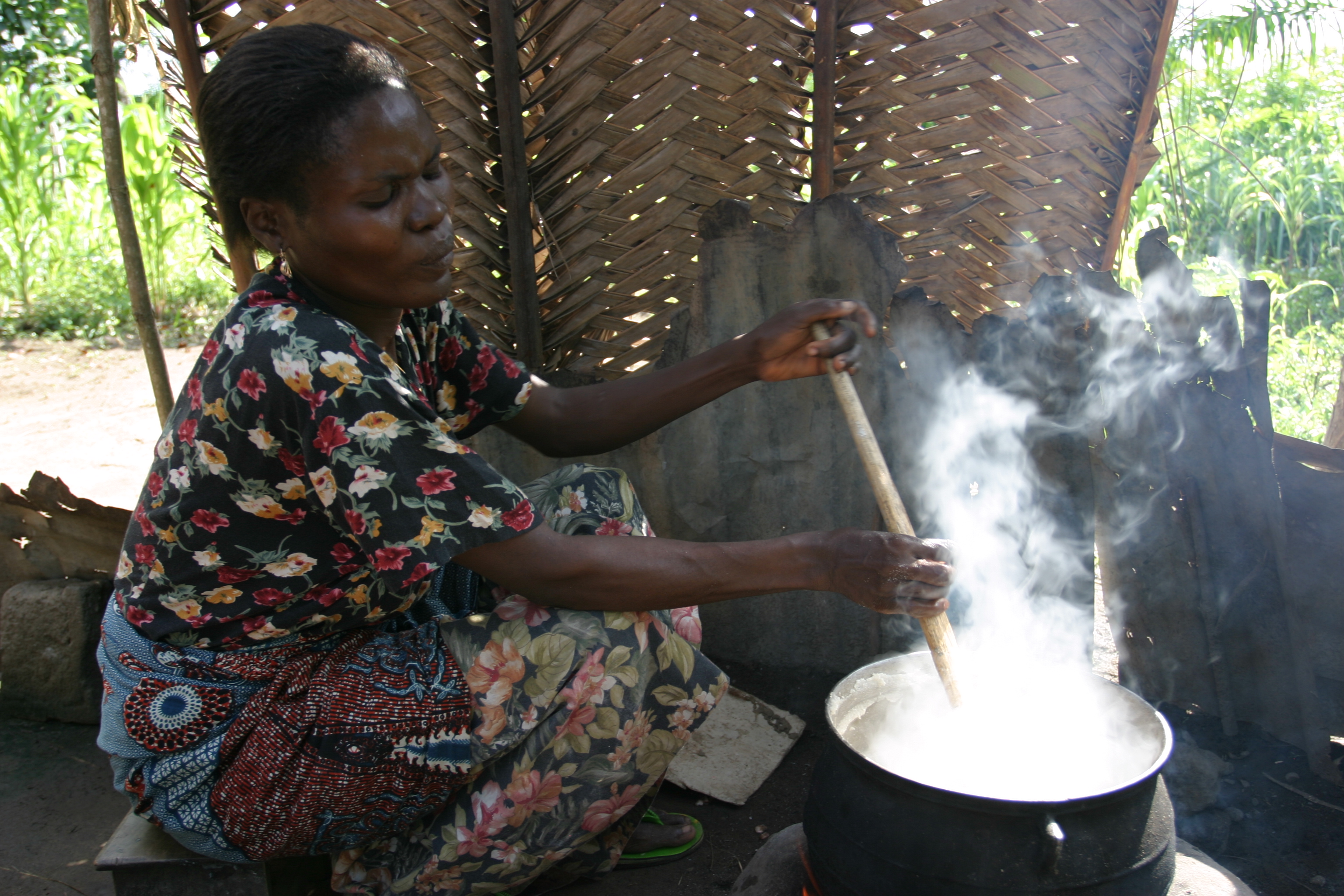 Cooking Food on open fire in Togo