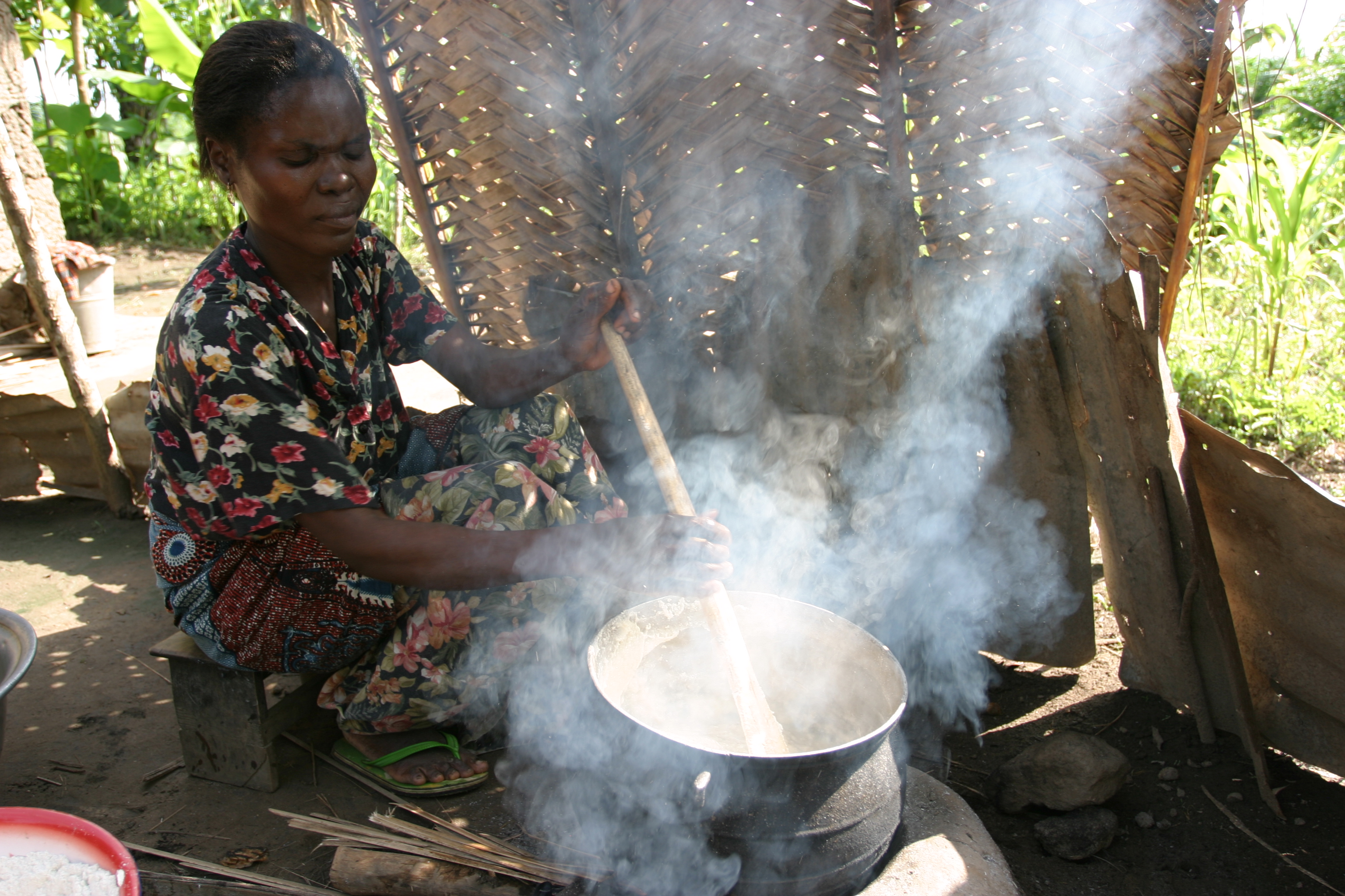 Cooking Food on open fire in Togo