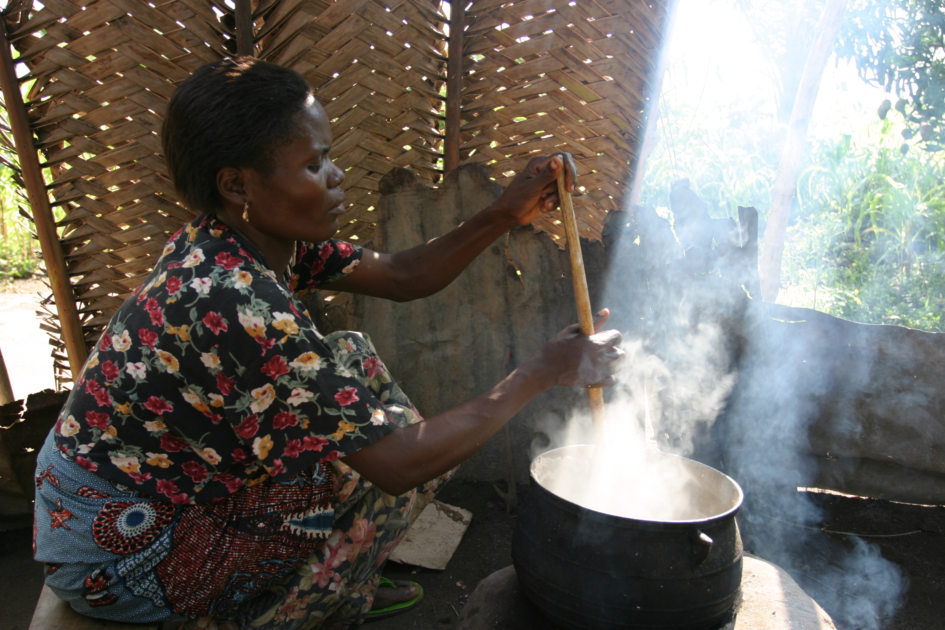 Cooking Food on open fire in Togo