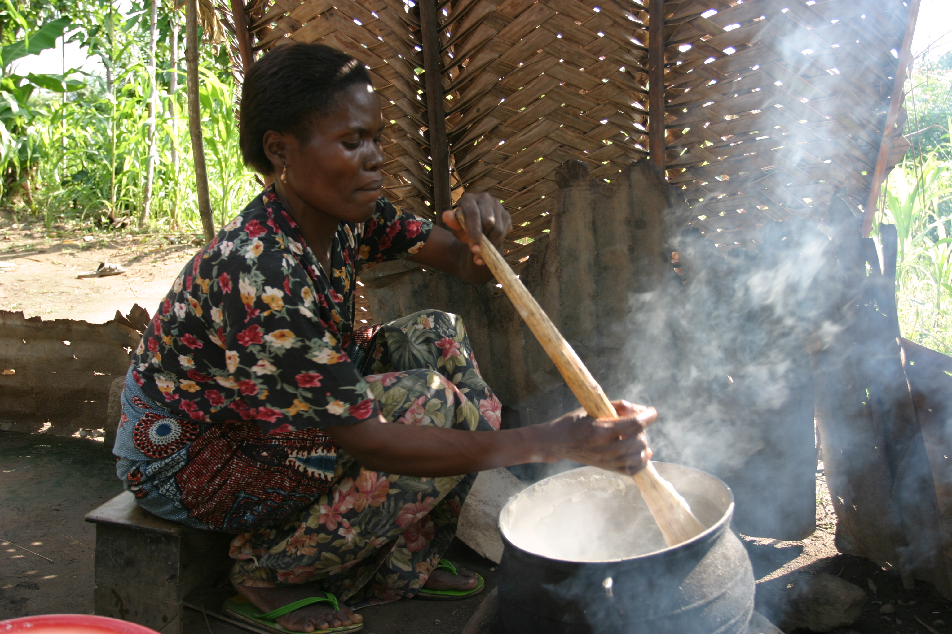 Cooking Food on open fire in Togo