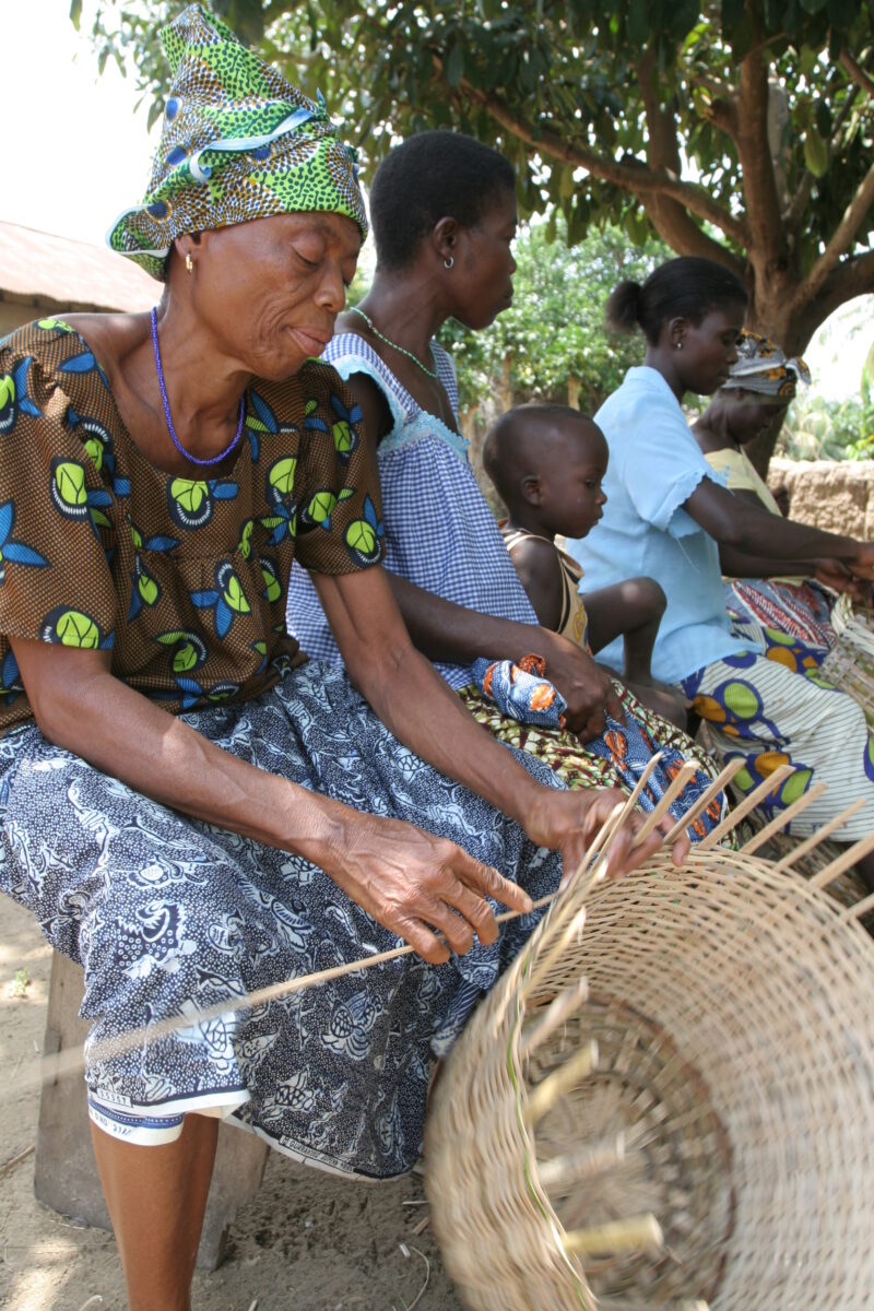 Making Baskets in Togo — People learn how to make baskets to earn income in West Africa — Togo, Africa, West Africa, faces, women