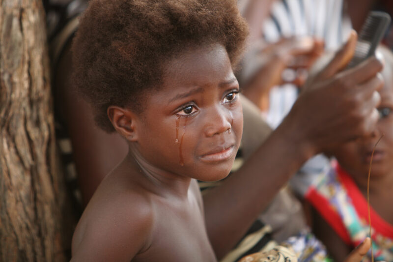 Sad Gril in Togo — Young girl cries in Togo, West Africa — Togo, Africa, West Africa, children, poor