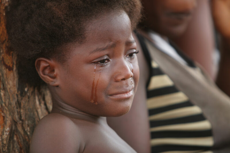 Sad Gril in Togo — Young girl cries in Togo, West Africa — Togo, Africa, West Africa, children, poor