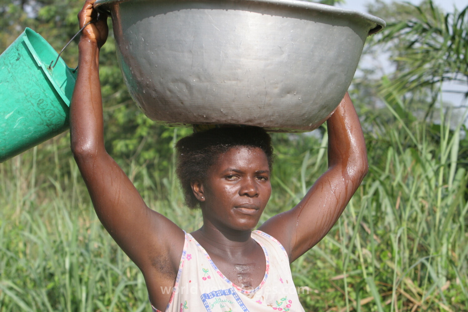 Doing Laundry in the River in Togo