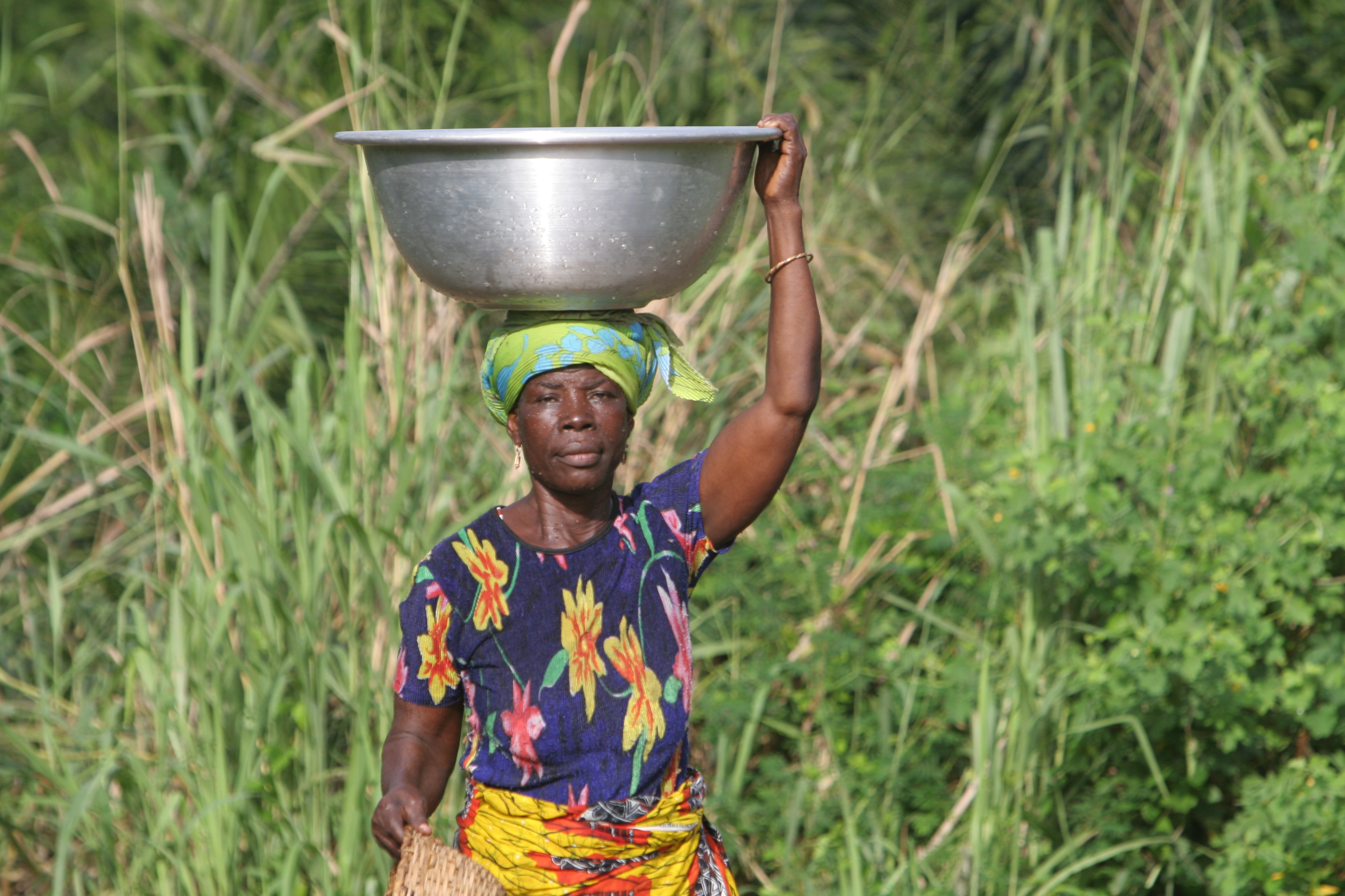 Doing Laundry in the River in Togo