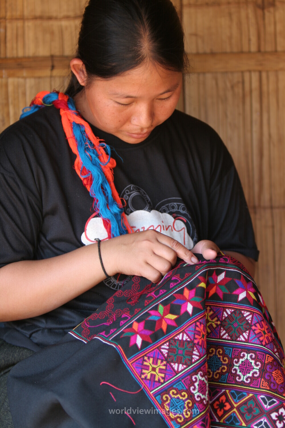Ethnic Woman does Needlework