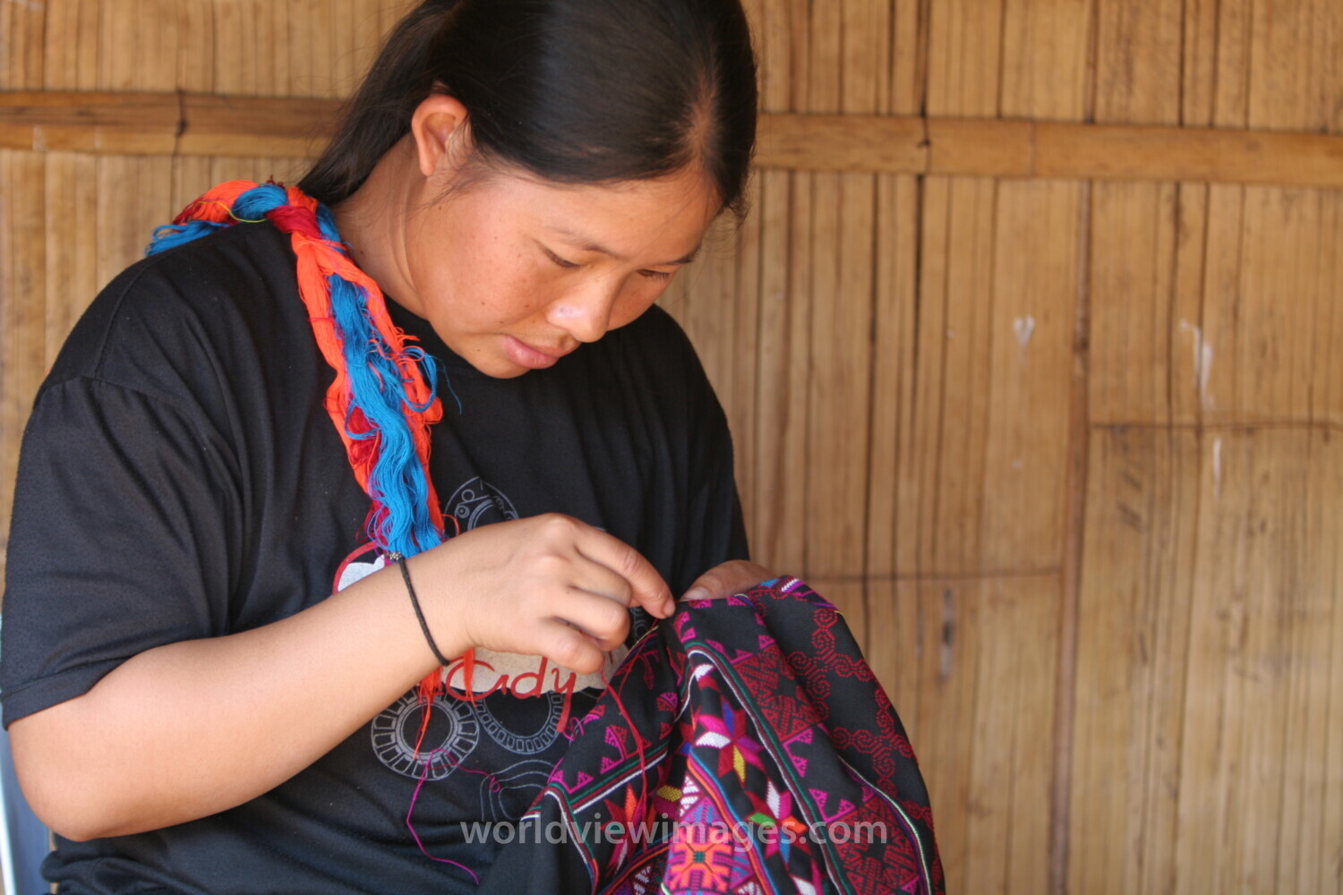 Ethnic Woman does Needlework