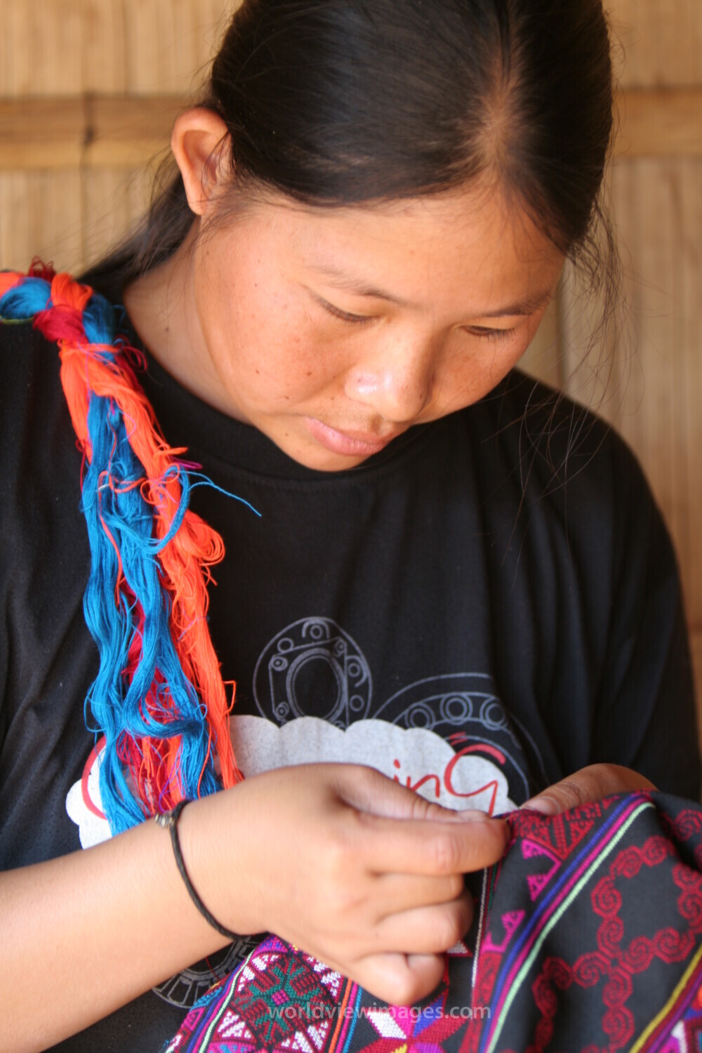 Ethnic Woman does Needlework