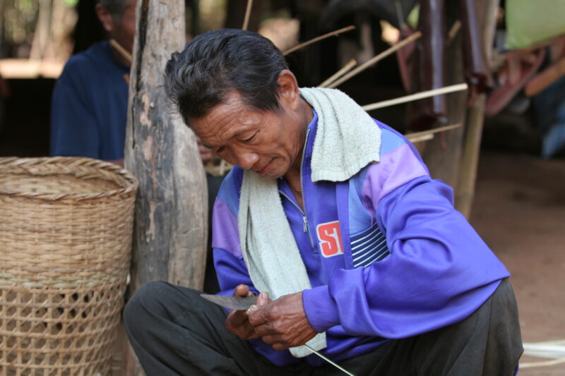 Making Baskets — Men make baskets, as a income generating activity, in their village in rural Thailand — Thailand, men, work, working, baskets