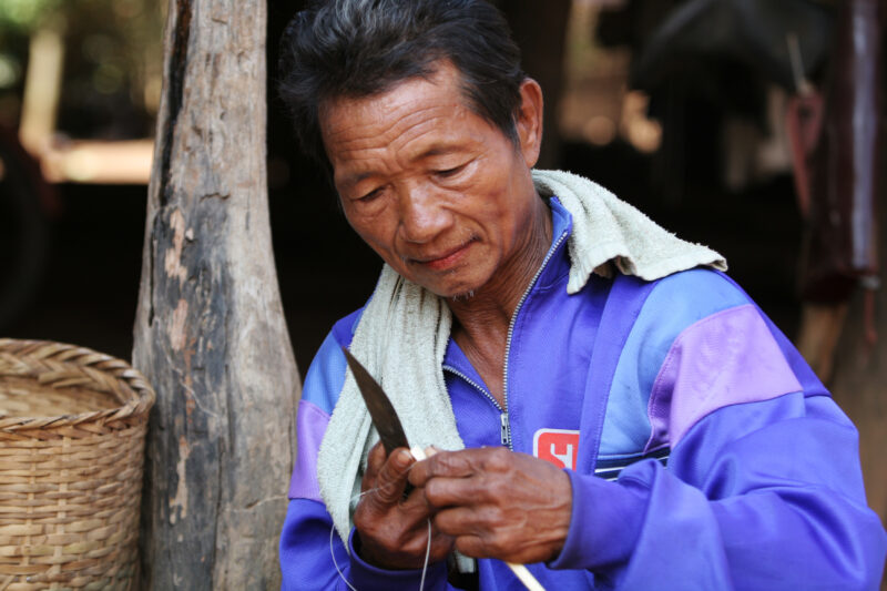 Making Baskets — Men make baskets, as a income generating activity, in their village in rural Thailand — Thailand, men, work, working, baskets