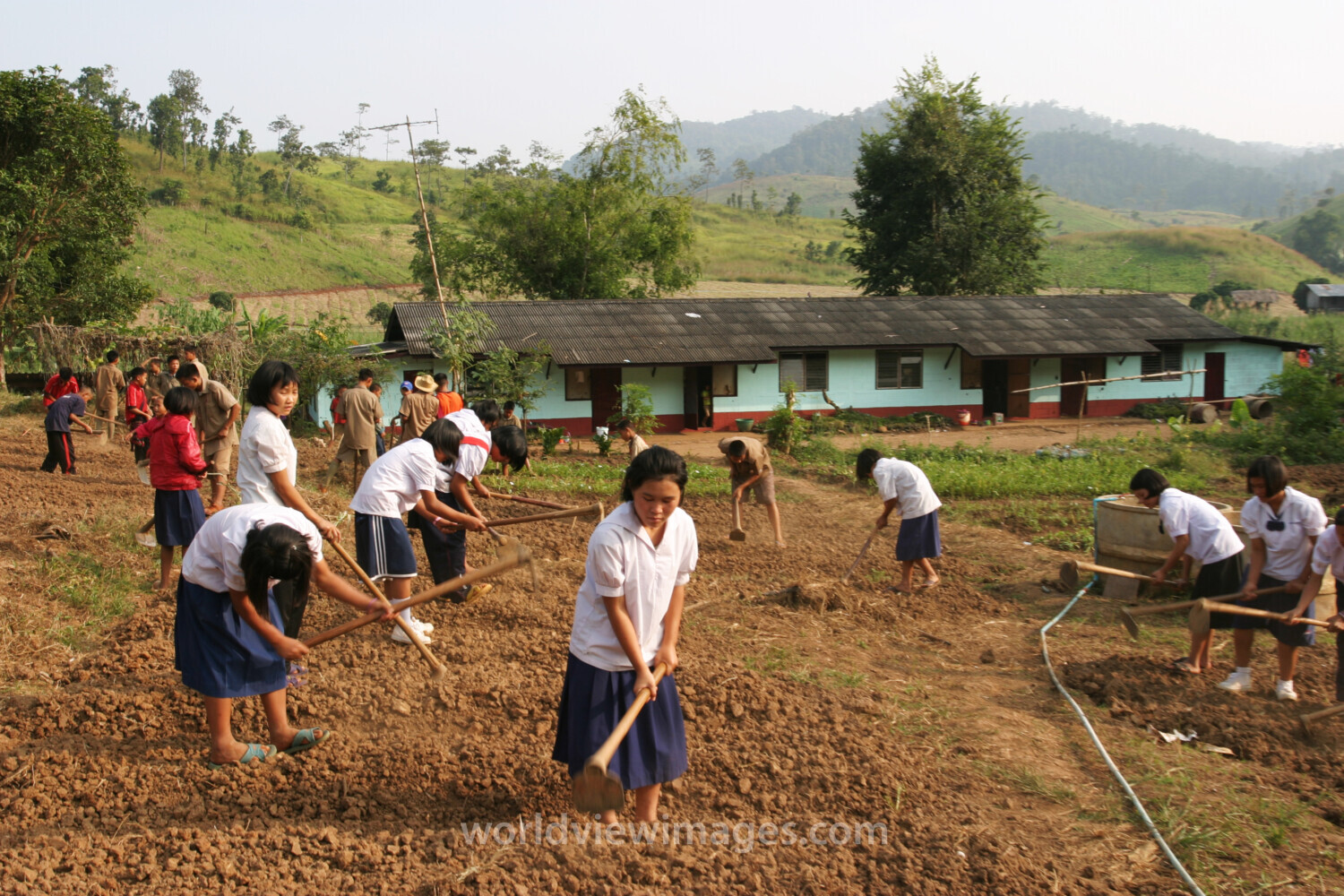Students work in the School garden