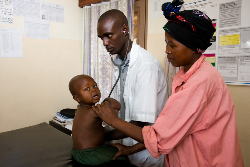 Baby Exam in Rwanda — Baby gets exam at a hospital in Rwanda — Africa, Rwanda, hospital, clinic, doctor