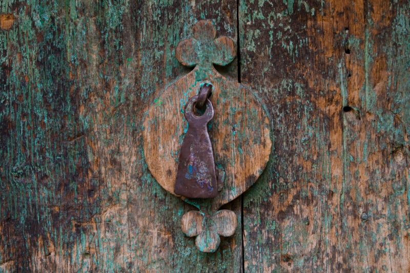 Faded Door — Old latch on a door of an abandoned building in Yemen — Yemen, latch, door, weathered