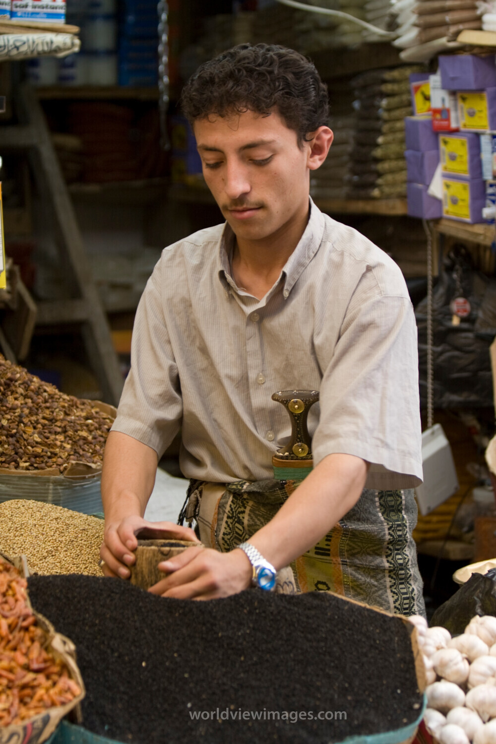 Young Man in a Market in Yemen