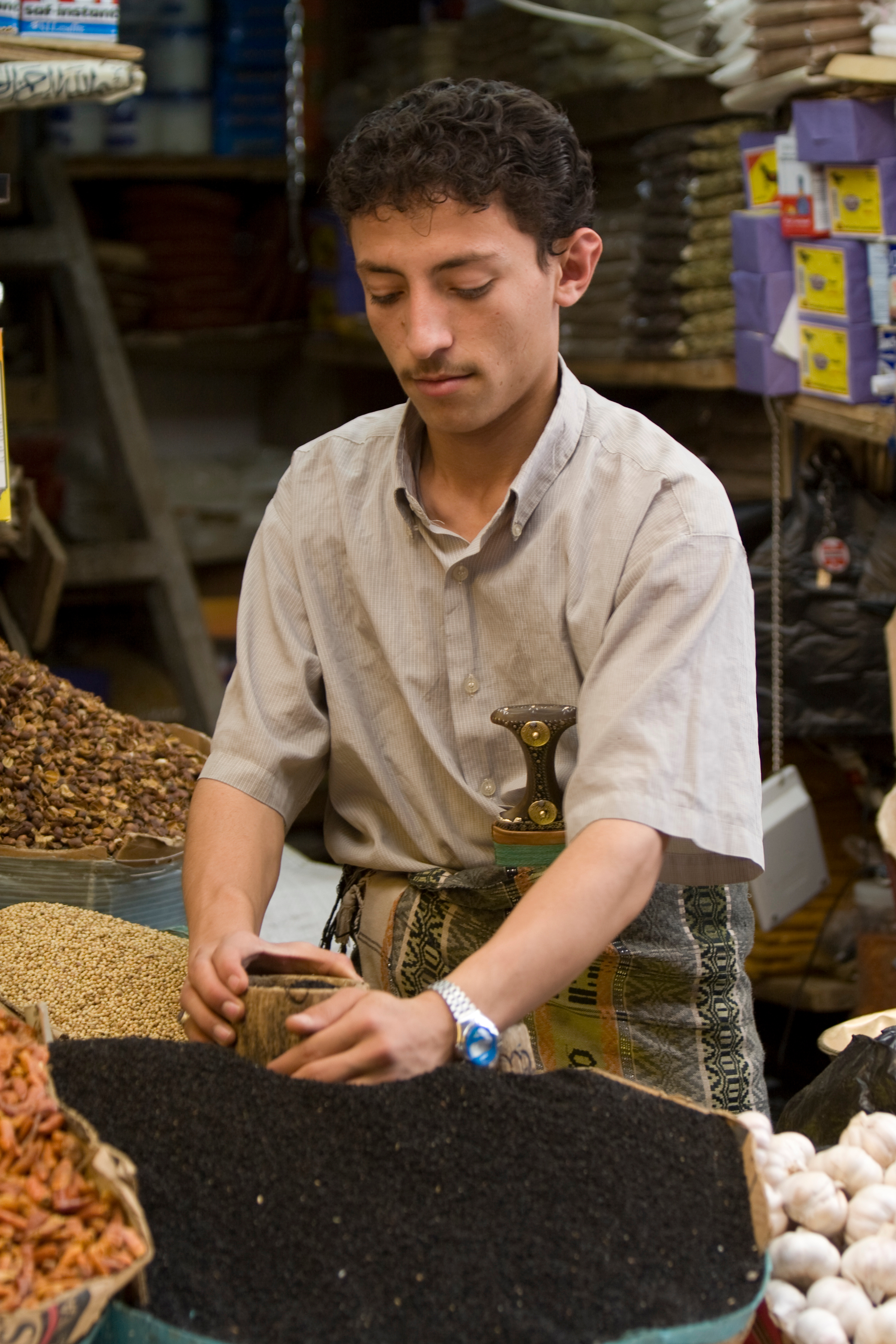 Young Man in a Market in Yemen