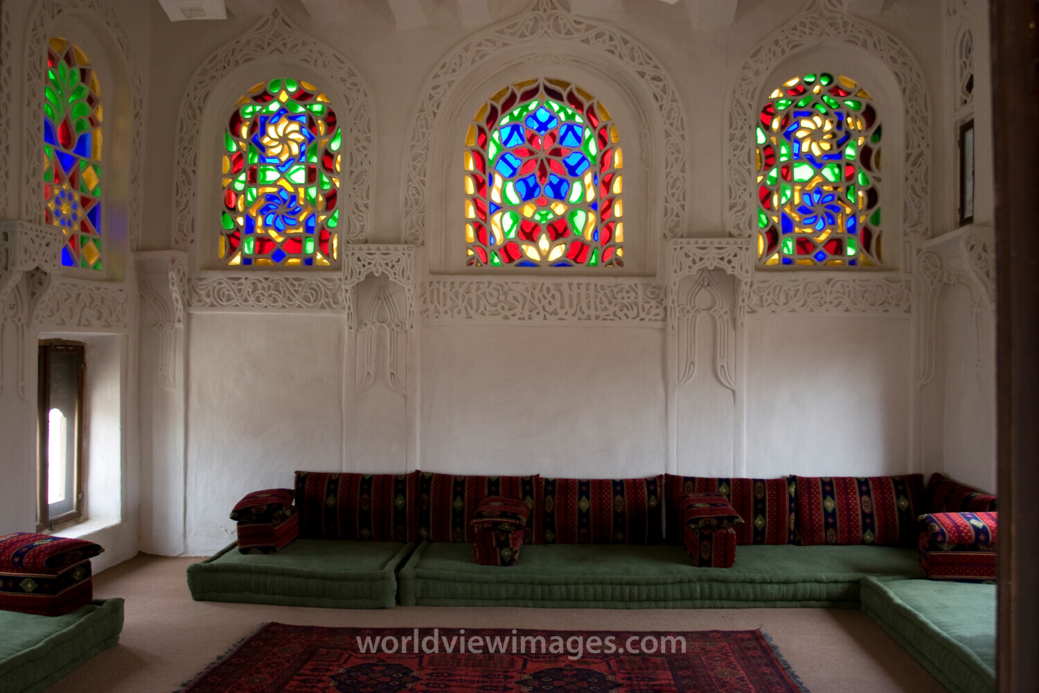 Inside a typical house in Old Sana, Yemen